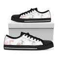 White Rose Gold Marble Print Black Low Top Sneakers