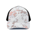 White Rose Gold Marble Print Black Mesh Trucker Hat