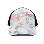 White Rose Gold Marble Print Black Mesh Trucker Cap