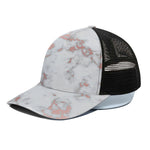 White Rose Gold Marble Print Black Mesh Trucker Cap