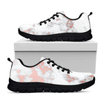 White Rose Gold Marble Print Black Running Shoes