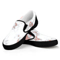 White Rose Gold Marble Print Black Slip On Sneakers