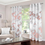 White Rose Gold Marble Print Blackout Grommet Curtains