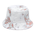White Rose Gold Marble Print Bucket Hat