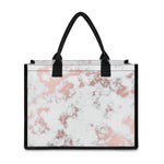 White Rose Gold Marble Print Canvas Tote Bag