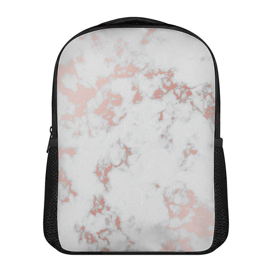 White Rose Gold Marble Print Casual Backpack