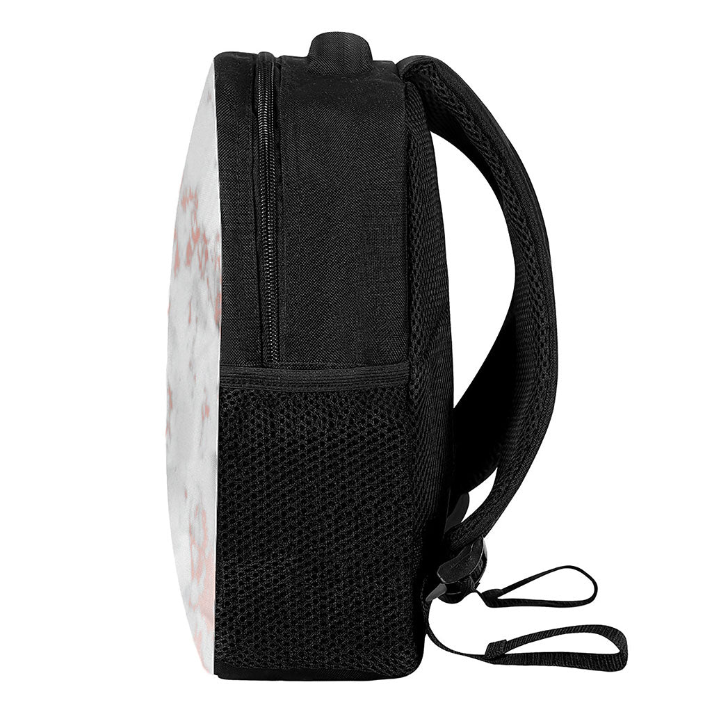 White Rose Gold Marble Print Casual Backpack
