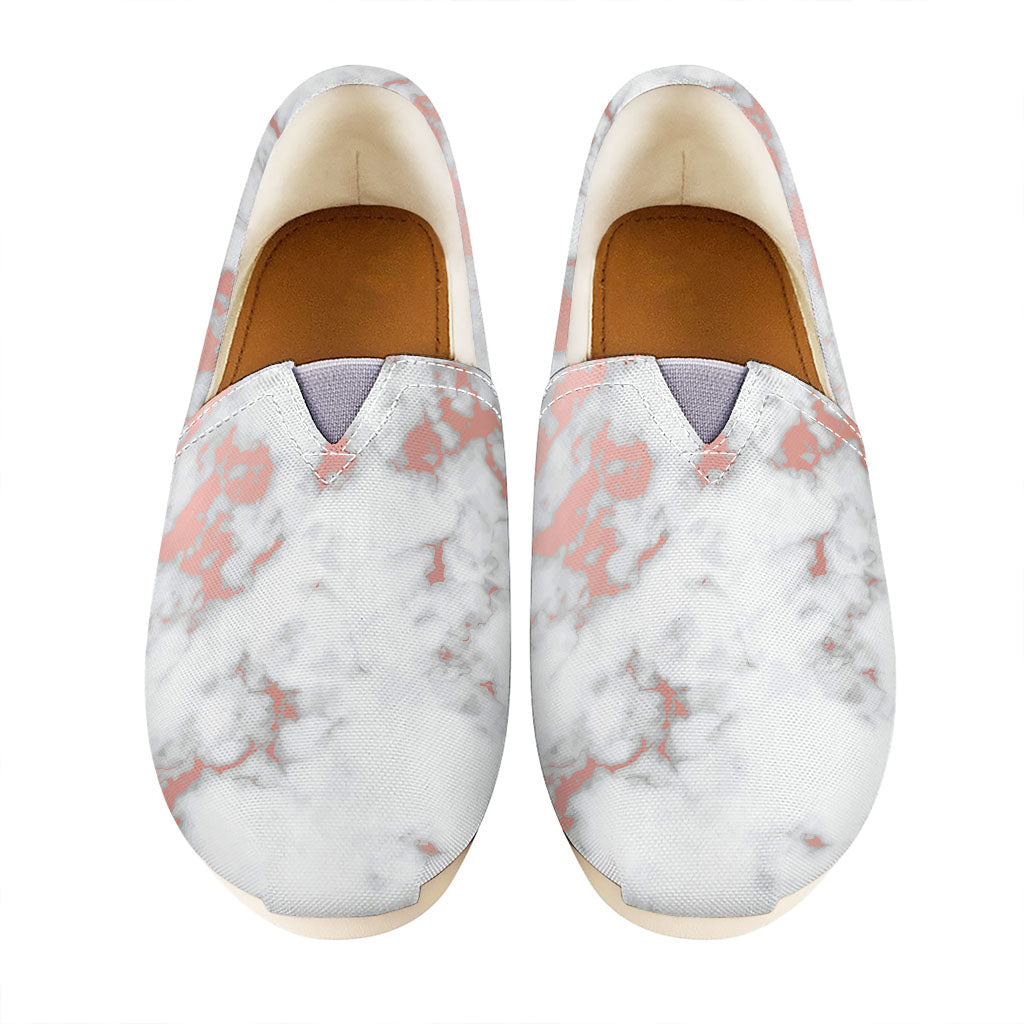 White Rose Gold Marble Print Casual Shoes