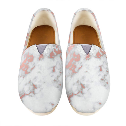 White Rose Gold Marble Print Casual Shoes