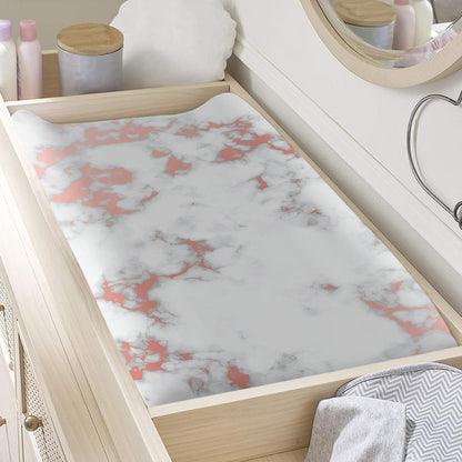 White Rose Gold Marble Print Changing Pad Cover
