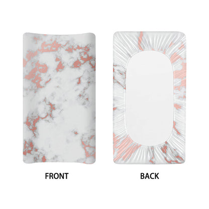 White Rose Gold Marble Print Changing Pad Cover