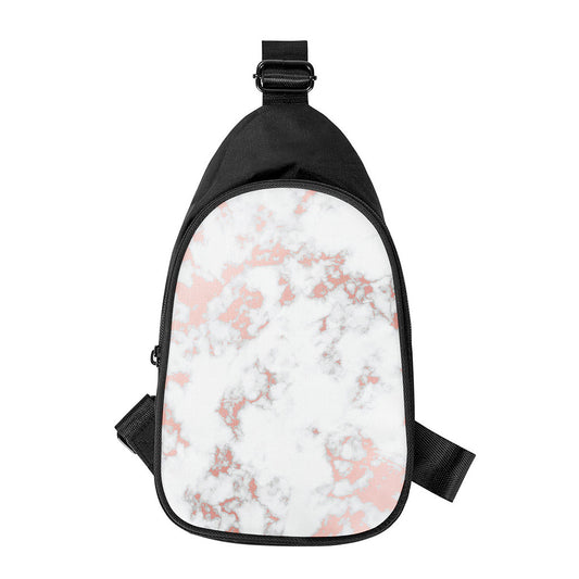 White Rose Gold Marble Print Chest Bag
