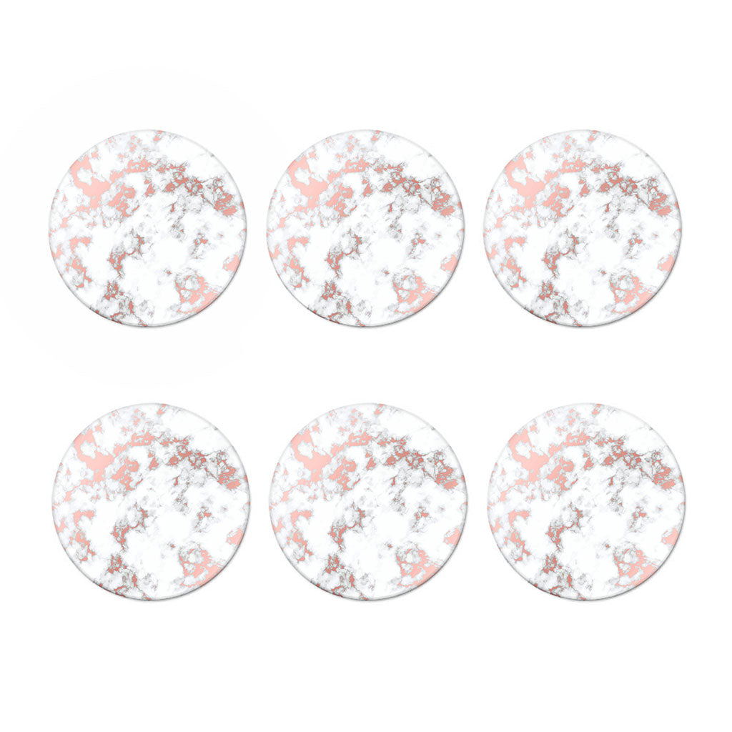 White Rose Gold Marble Print Coaster Set