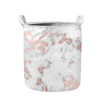 White Rose Gold Marble Print Collapsible Laundry Basket