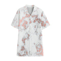White Rose Gold Marble Print Cotton Hawaiian Shirt