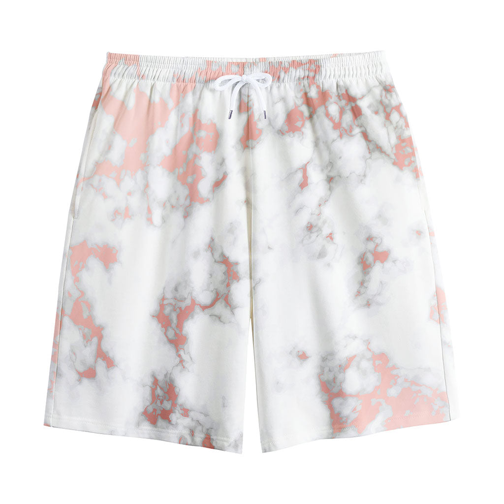 White Rose Gold Marble Print Cotton Shorts