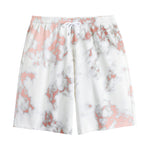 White Rose Gold Marble Print Cotton Shorts