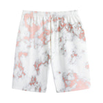 White Rose Gold Marble Print Cotton Shorts