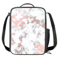 White Rose Gold Marble Print Crossbody Lunch Bag