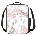 White Rose Gold Marble Print Crossbody Lunch Bag
