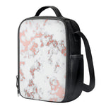 White Rose Gold Marble Print Crossbody Lunch Bag