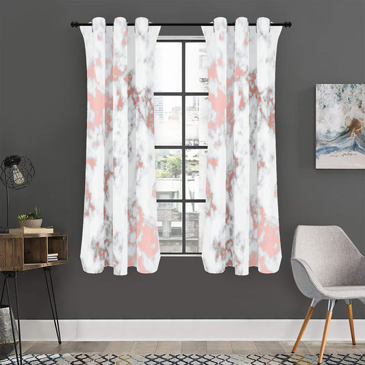 White Rose Gold Marble Print Curtain