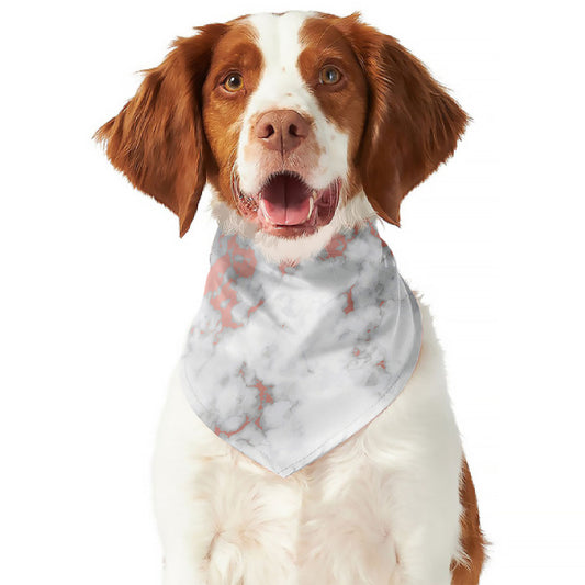 White Rose Gold Marble Print Dog Bandana