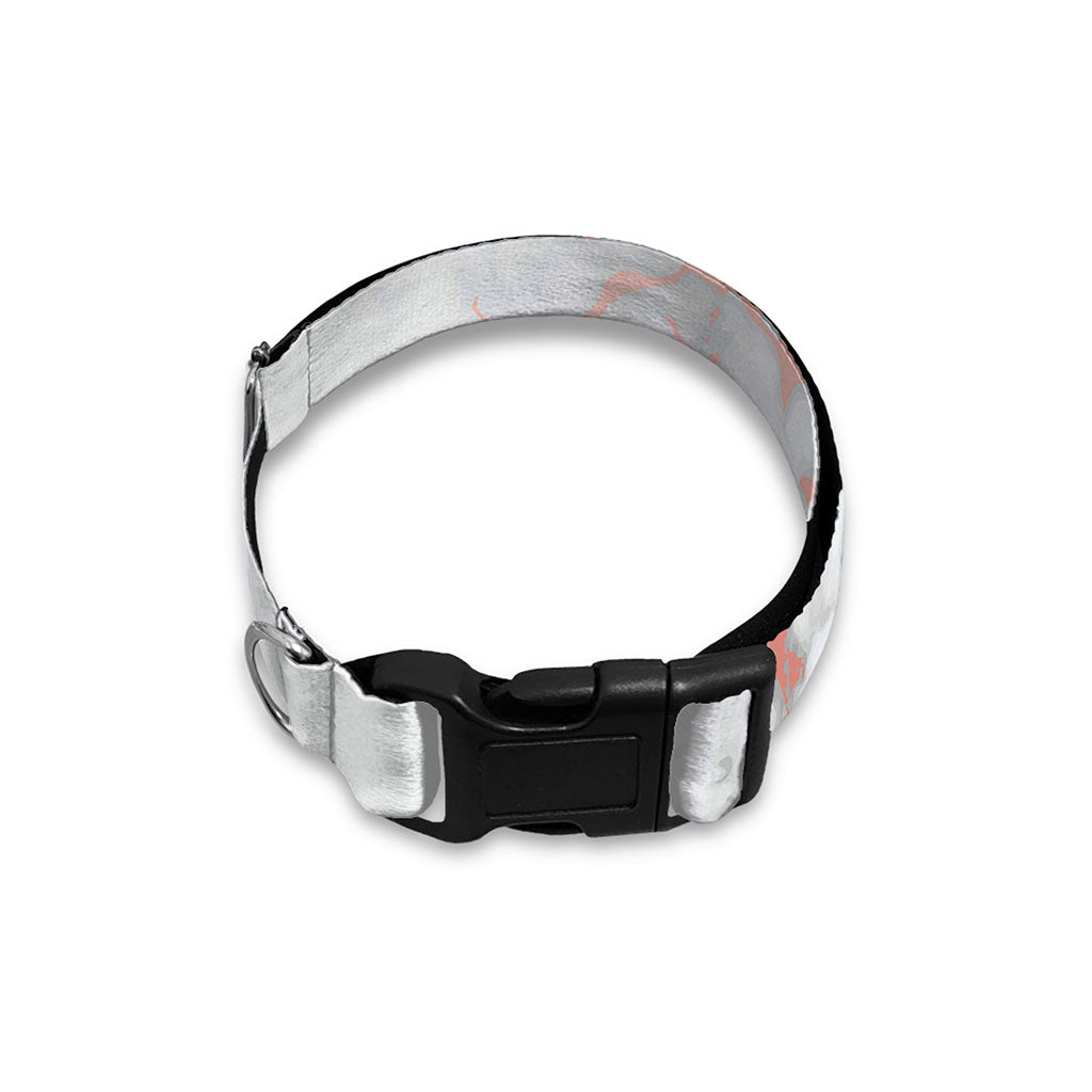 White Rose Gold Marble Print Dog Collar