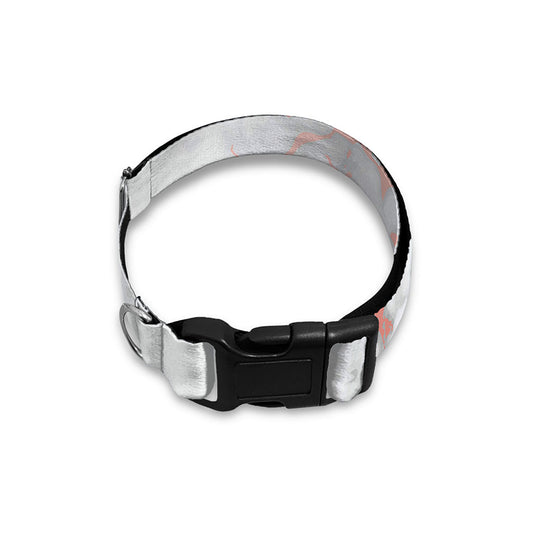 White Rose Gold Marble Print Dog Collar