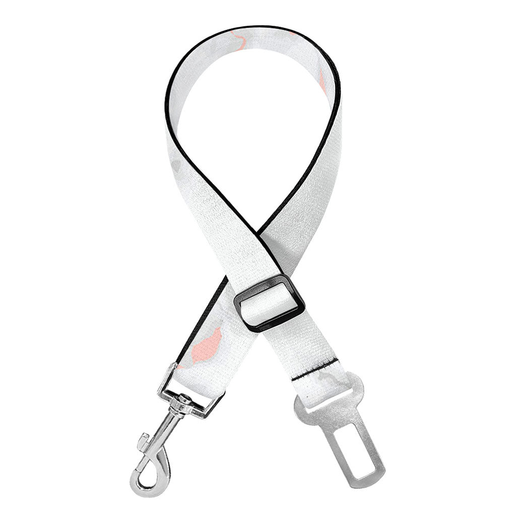 White Rose Gold Marble Print Dog Seat Belt