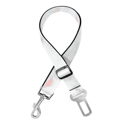 White Rose Gold Marble Print Dog Seat Belt