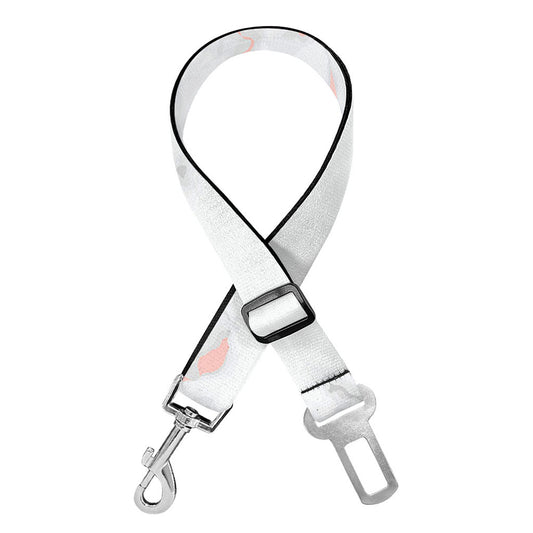 White Rose Gold Marble Print Dog Seat Belt