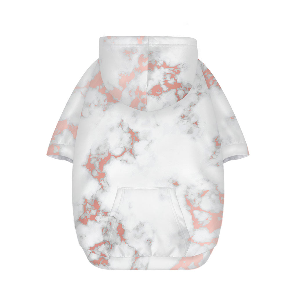 White Rose Gold Marble Print Dog Zip Up Hoodie