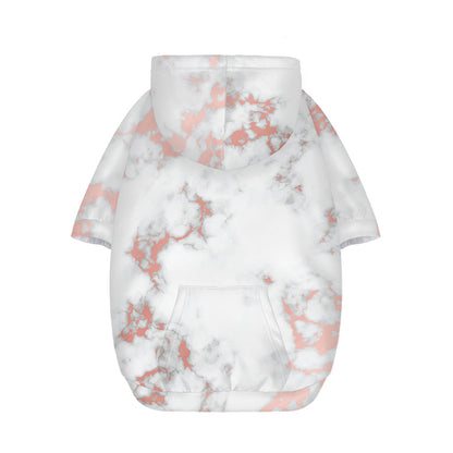 White Rose Gold Marble Print Dog Zip Up Hoodie