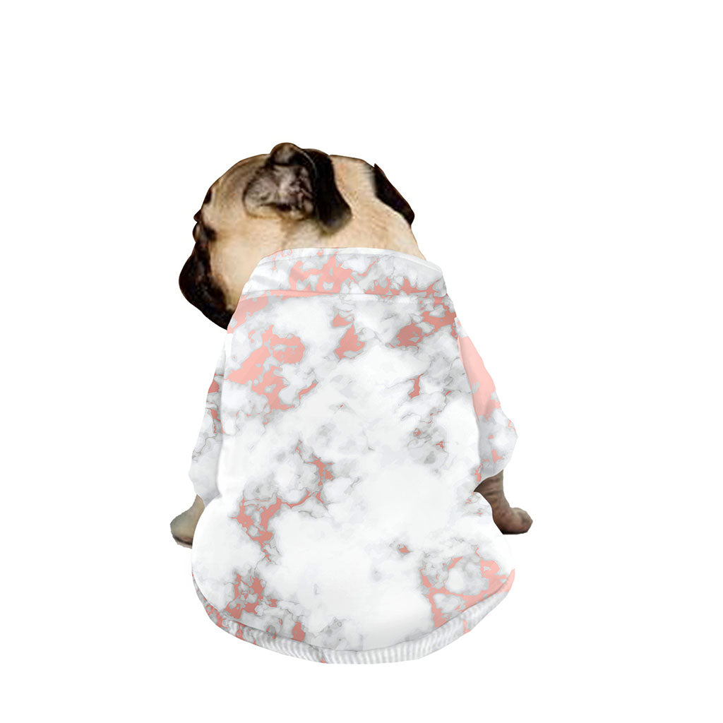 White Rose Gold Marble Print Dog Zip Up Jacket