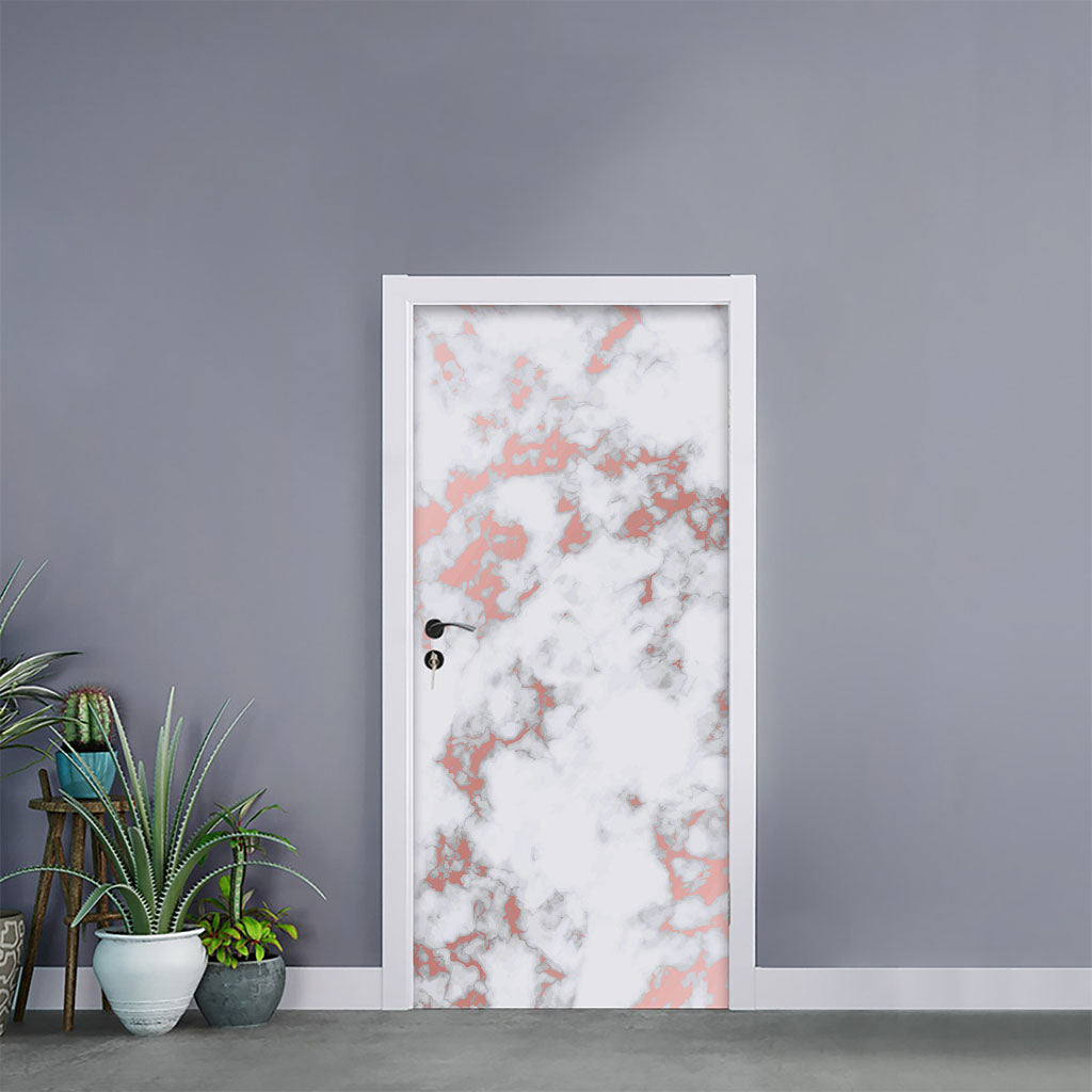 White Rose Gold Marble Print Door Sticker