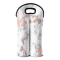 White Rose Gold Marble Print Double Neoprene Wine Tote