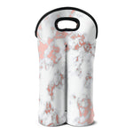 White Rose Gold Marble Print Double Neoprene Wine Tote