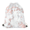 White Rose Gold Marble Print Drawstring Bag