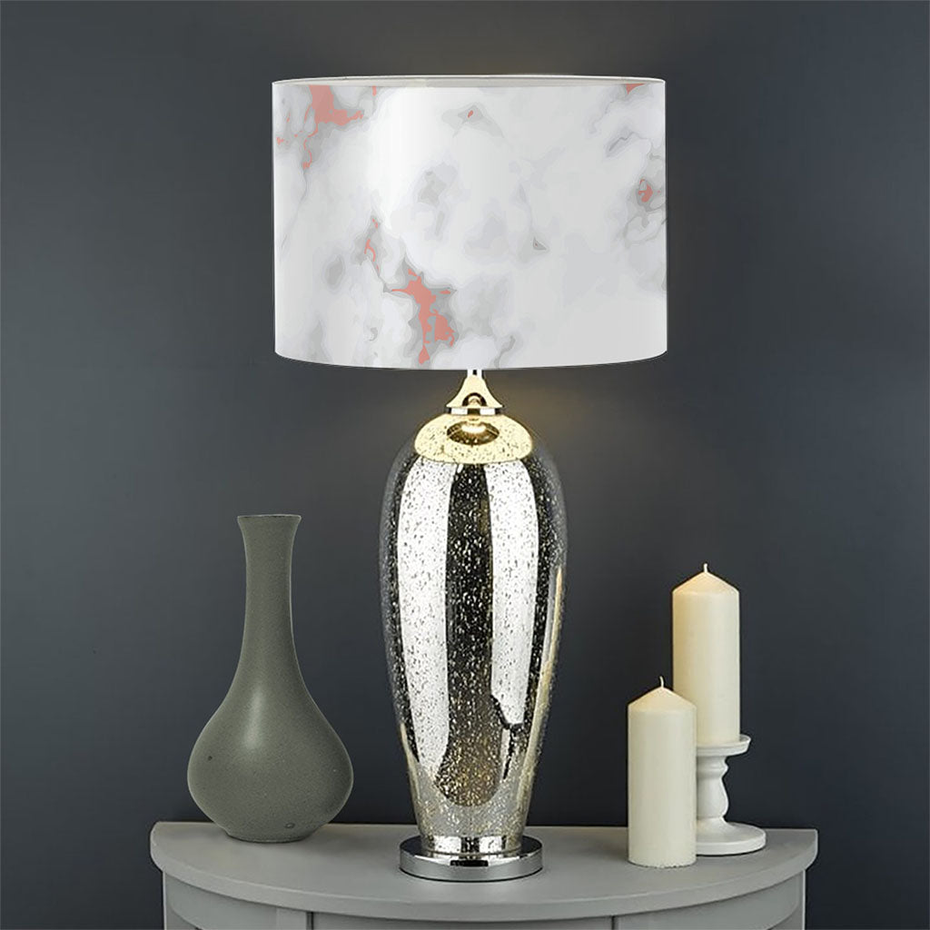 White Rose Gold Marble Print Drum Lamp Shade