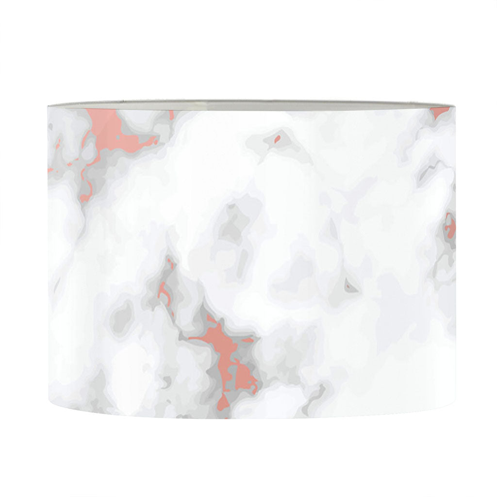 White Rose Gold Marble Print Drum Lamp Shade