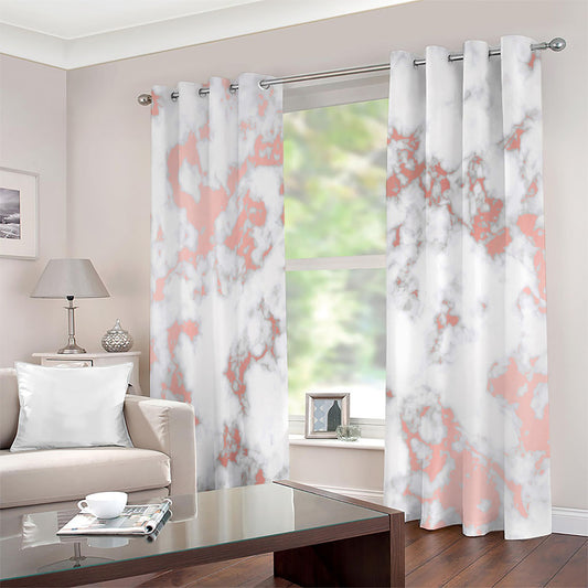 White Rose Gold Marble Print Extra Wide Grommet Curtains