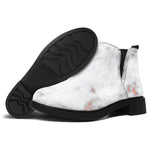 White Rose Gold Marble Print Flat Ankle Boots