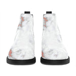 White Rose Gold Marble Print Flat Ankle Boots