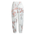 White Rose Gold Marble Print Fleece Lined Knit Pants