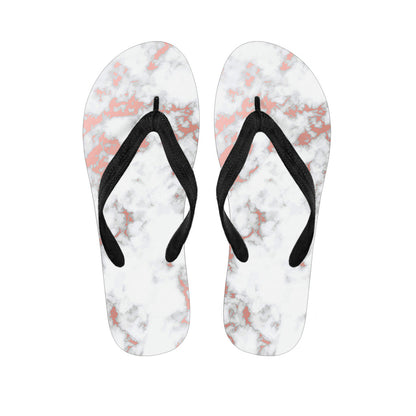 White Rose Gold Marble Print Flip Flops