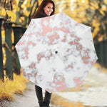 White Rose Gold Marble Print Foldable Umbrella