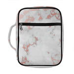 White Rose Gold Marble Print Front Pocket Bible Bag
