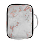 White Rose Gold Marble Print Front Pocket Bible Bag