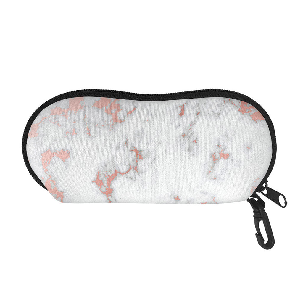 White Rose Gold Marble Print Glasses Case